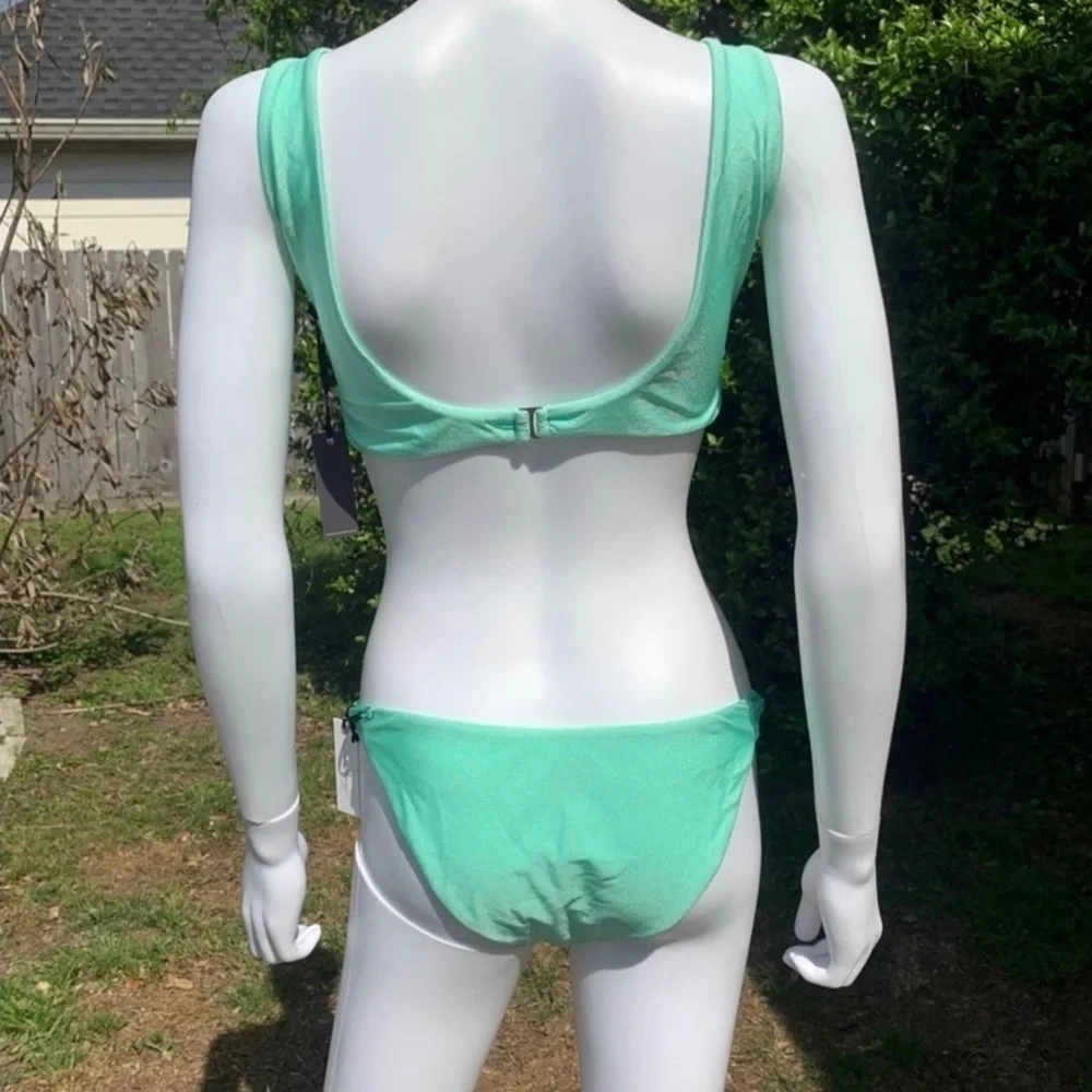 💋NWT Lovers + Friends Mint Green Wrapped Up Bikini Bottom - Picture 4 of 15